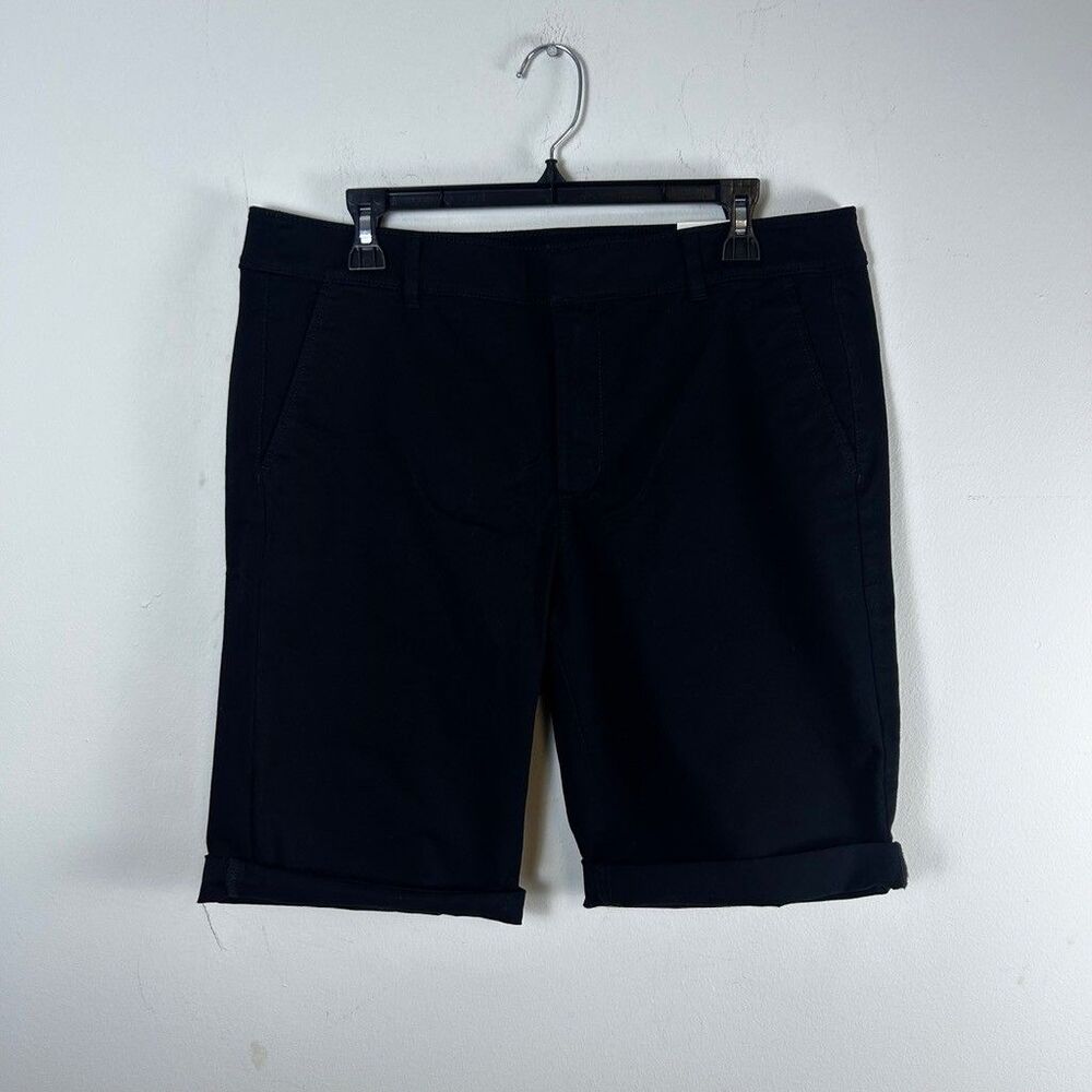 LOFT Bermuda Shorts Womens Size 12 Black Cotton Stretch Cuffed Casual NWT